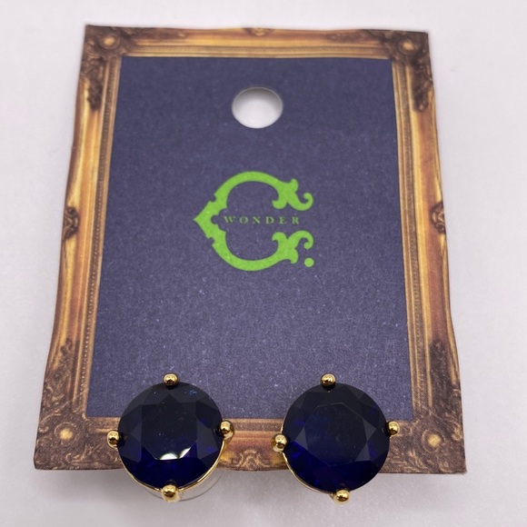 🎁 3 for $15. NWT!! C. Wonder Glass Sapphire Earrings - Picture 2 of 6